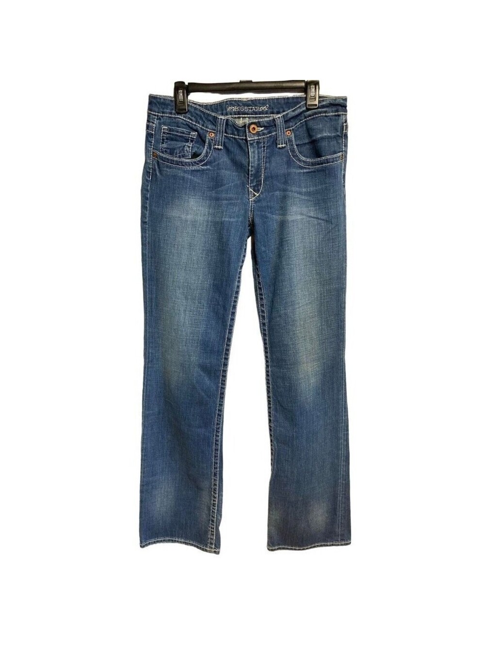 Big Star Sweet Bootcut Jeans Womens 32L Medium Wash Low Rise Contrast Stitch USA